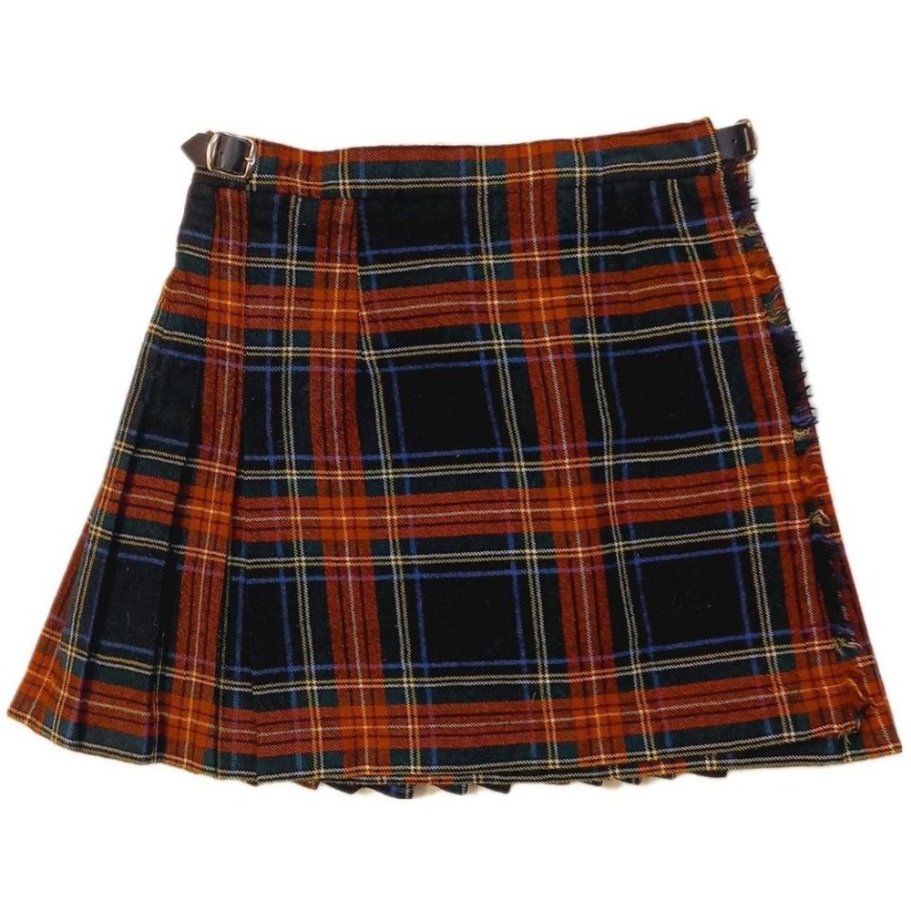 Plaid Mini Skirt in Navy and Rust - Classic Tartan Style